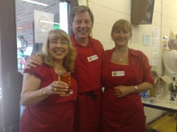 President Lion Tom Sayers with helpers Pauline Porter and Juliet Browne
