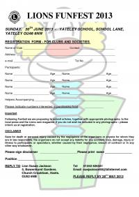 FunFest form for Clubs FunFest form for Clubs
