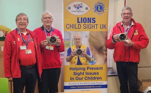 Fleet Lions working at Dogmersfield School as part of the Lions Childsight Programme