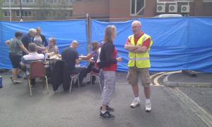 Lion Jim Storey in the BBQ area