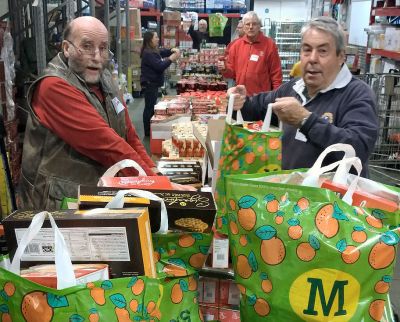 Packing parcels at Morrisons