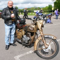 BSA motorcycle and owner