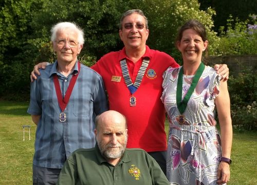 Bill Petley (1st Vice), Mark Cooper (President), Lisa Rust (2nd Vice) and Kevin Williams (IPP) at a Handover ceremony on Sunday 7th July Presidents Team 2019
