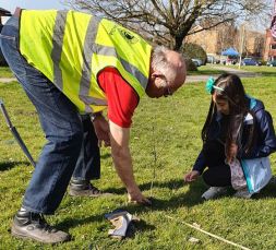 Grahame C with young helper